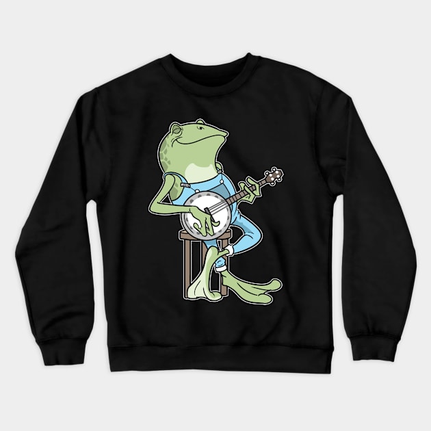 Cottagecore Aesthetic Frog Banjo Fairycore Crewneck Sweatshirt by ModernMode